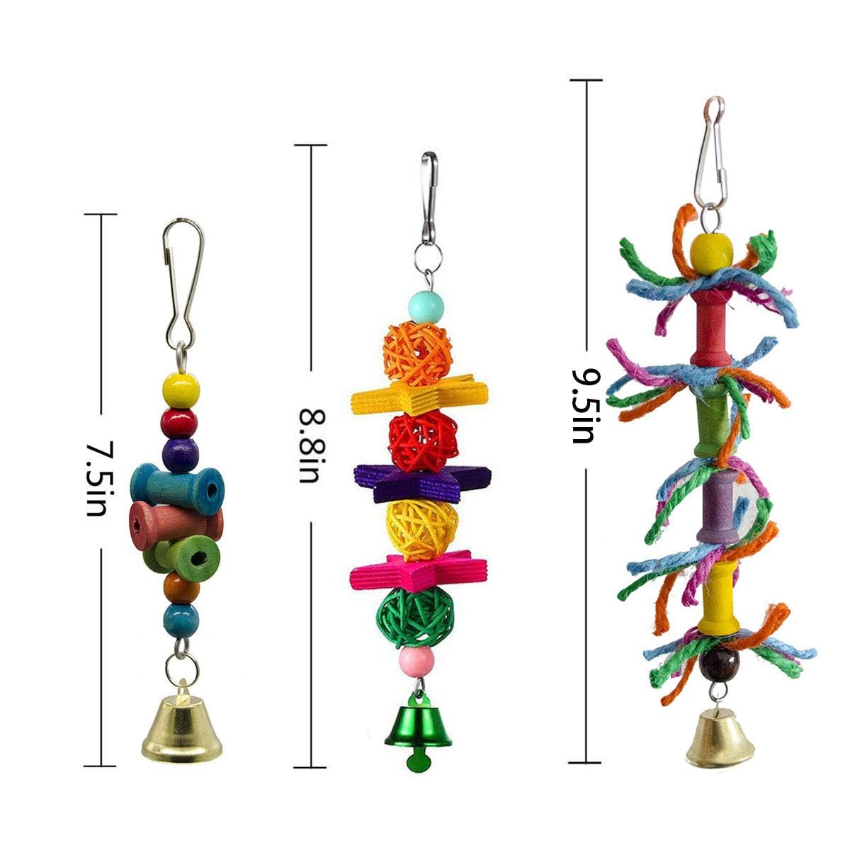 Deloky 8 Packs Bird Swing Chewing Toys- Parrot Hammock Bell Toys Suitable For Small Parakeets, Cockatiels, Conures, Finches,Budgie,Macaws, Parrots, Love Birds