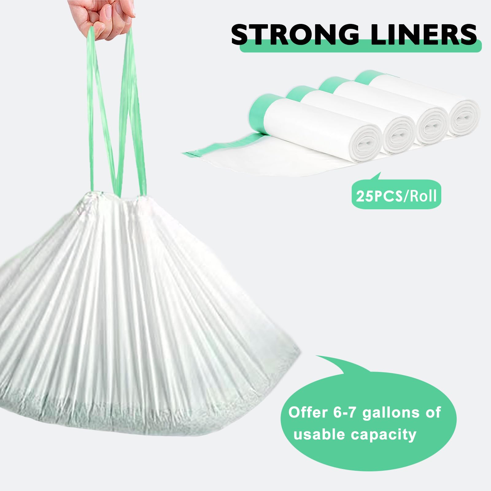 100 Pack Cat Litter Box Liner Bags Compatible With Self-Cleaning Cat Litter Box, Thick Heavy Duty Drawstring Automatic Kitty Lit