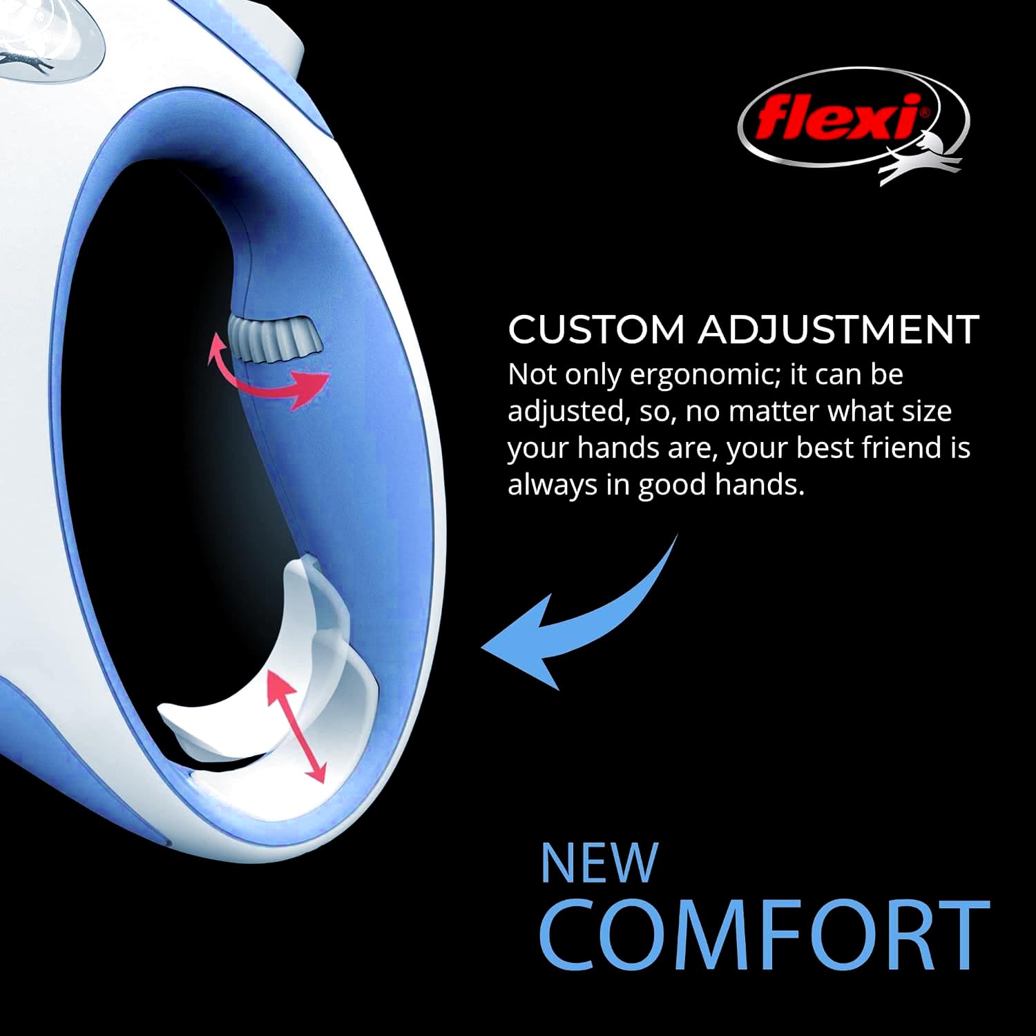 Flexi New Comfort Tape Retractable Dog Leashes For Extra Small Dogs Upto 26 Lbs. - 10 Ft., Blue | Tangle Free Pet Walking Leash