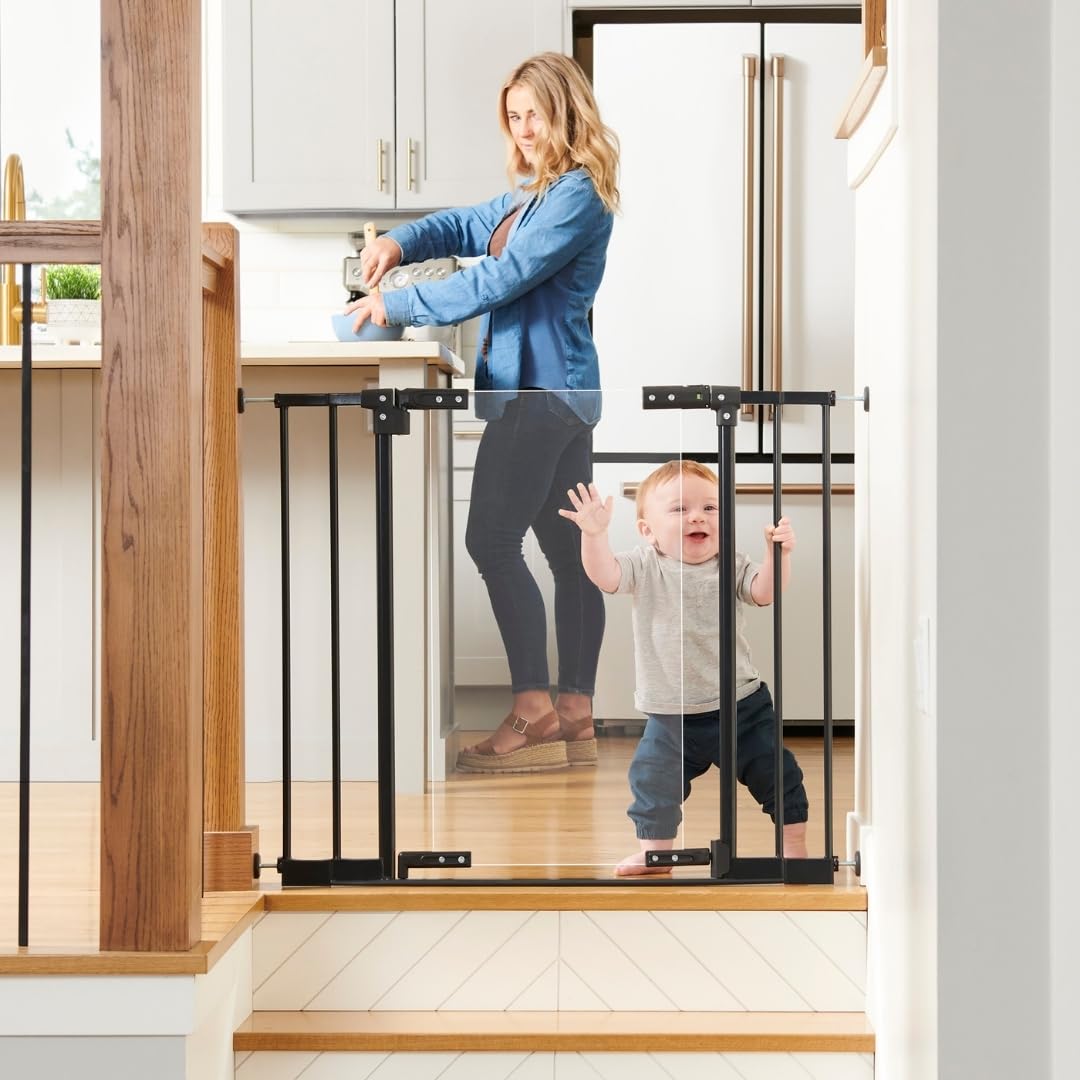Toddleroo by North States - StepSafe Clear Walk-Thru Baby Gate: Metal Baby Gate with Clear Door - Adjustable Safety Gate for Kid