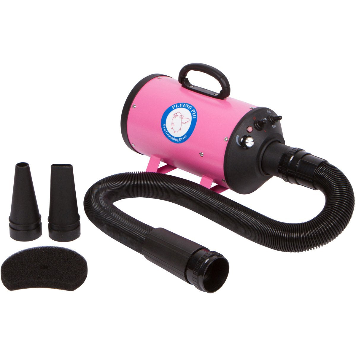 Flying Pig High Velocity Dog Pet Grooming Dryer W/Heater (Model: Flying One, Pink)