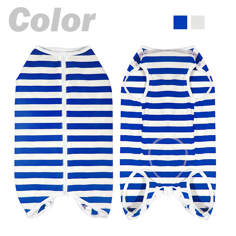 Dogs Recovery Suit Post Surgery Shirt For Female Male Dog, E-Collar Alternative Wound Protective Clothes (Blue White-3Xl)
