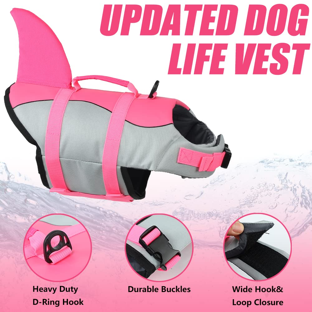 Emust Dog Life Vests, Dog Floats For Swimming, Boat, Pool, Ripstop Dog Life Jacket With High Buoyancy And Lift Handle For Small And Medium Breeds, (M,Pink)