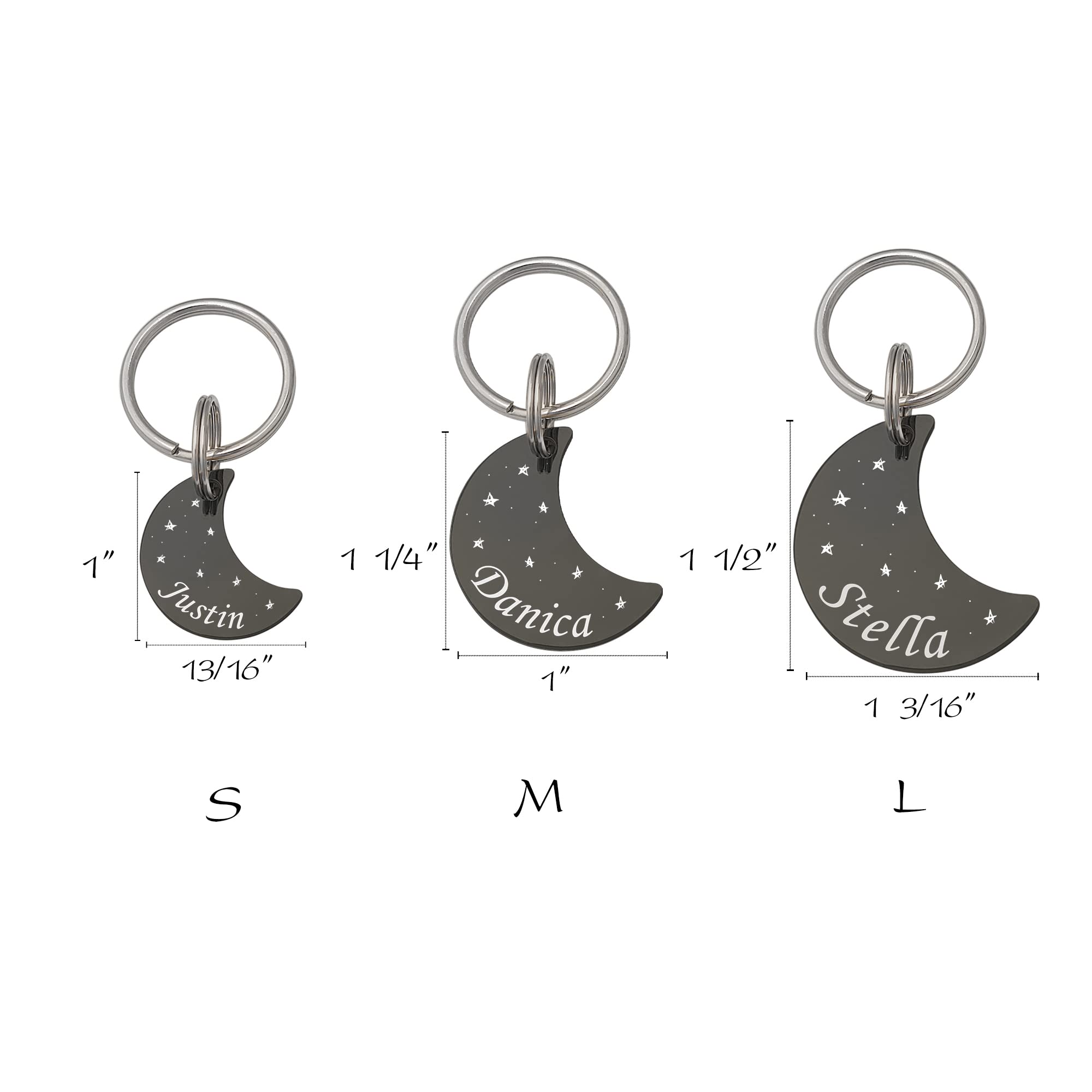 Anavia Starry Sky Theme Pet Id Tags In Half Moon & Star Shape, Personalized Dog Name Tag Cat Tag, Glossy Stainless Steel Gold Pl
