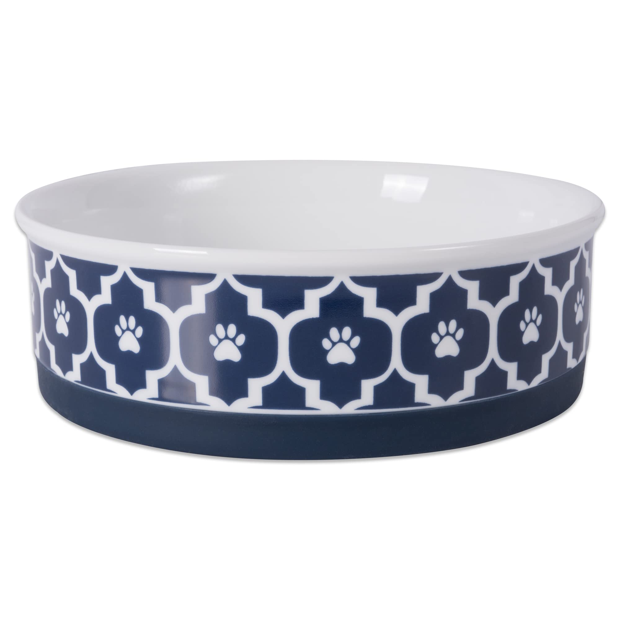 Bone Dry Lattice Collection Pet Bowl & Canister, Single Dish, Large 7.5x2.4, Nautical Blue