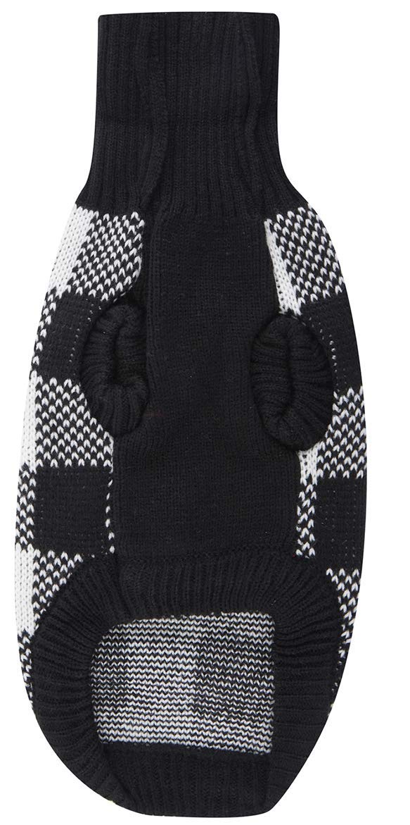 A&L White Black Plaid Knitted Turtleneck Pet Sweater Dog Winter Clothes For Medium Dogs,Large (L) 16' Back Length