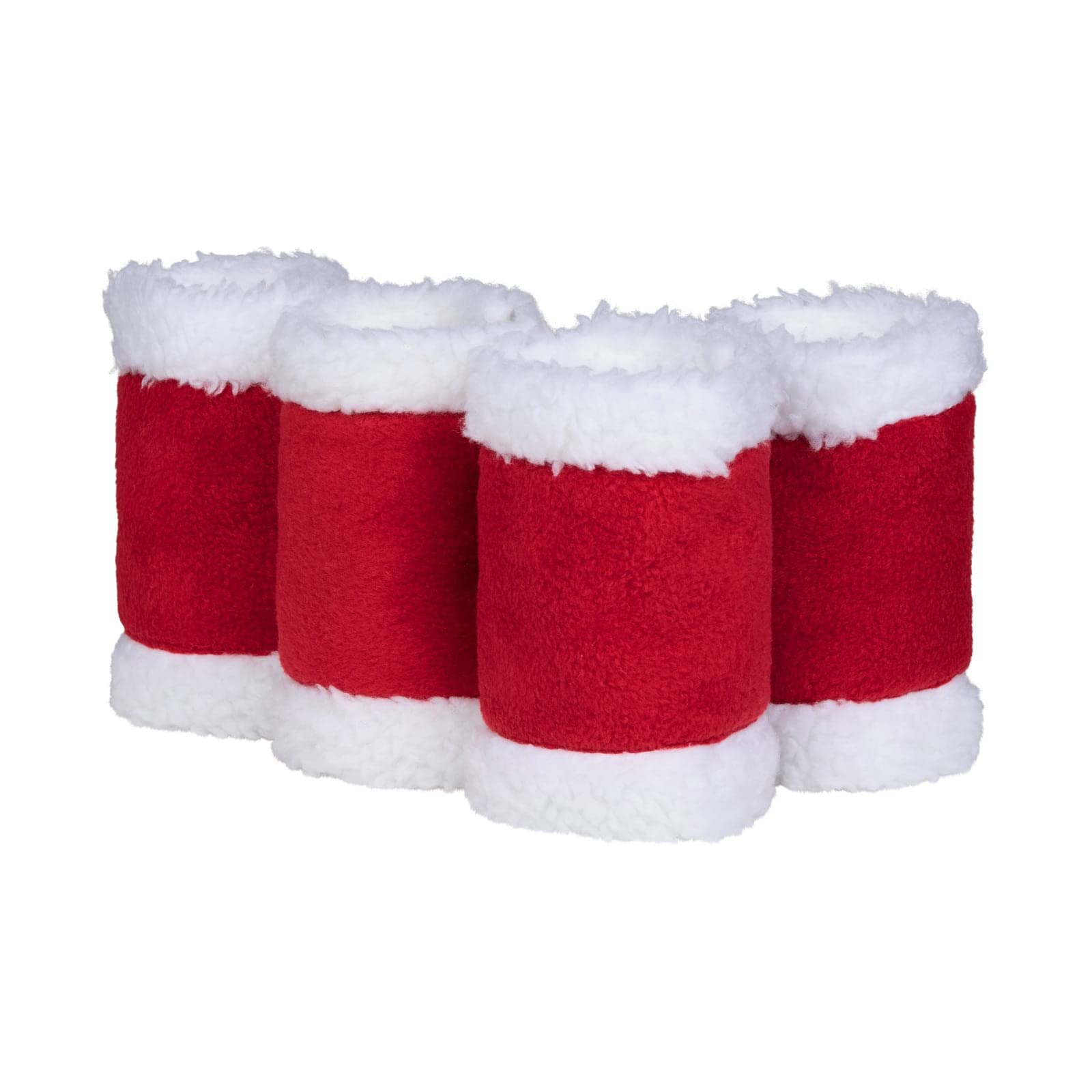 Horze Santa Faux Fur Polyester Christmas Horse Leg Wraps | Pack Of Four - Red - One Size