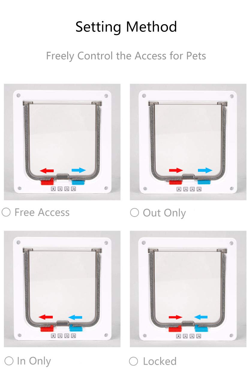 Ycozy Large Cat Doors Outer Size 9.9' X 9.3' 4-Way Locking Indoor Pet Door For Interior Exterior Door Wall Window, Weatherproof Cat Flap For Kittens & Dogs Easily Install