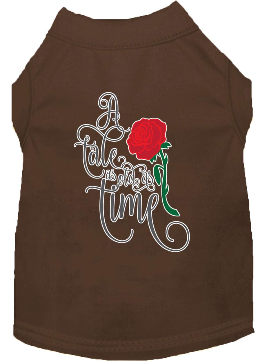 Pet Dog & Cat Shirt Screen Printed, "Timeless Tale" Brown 2XL (20-25 lbs.)