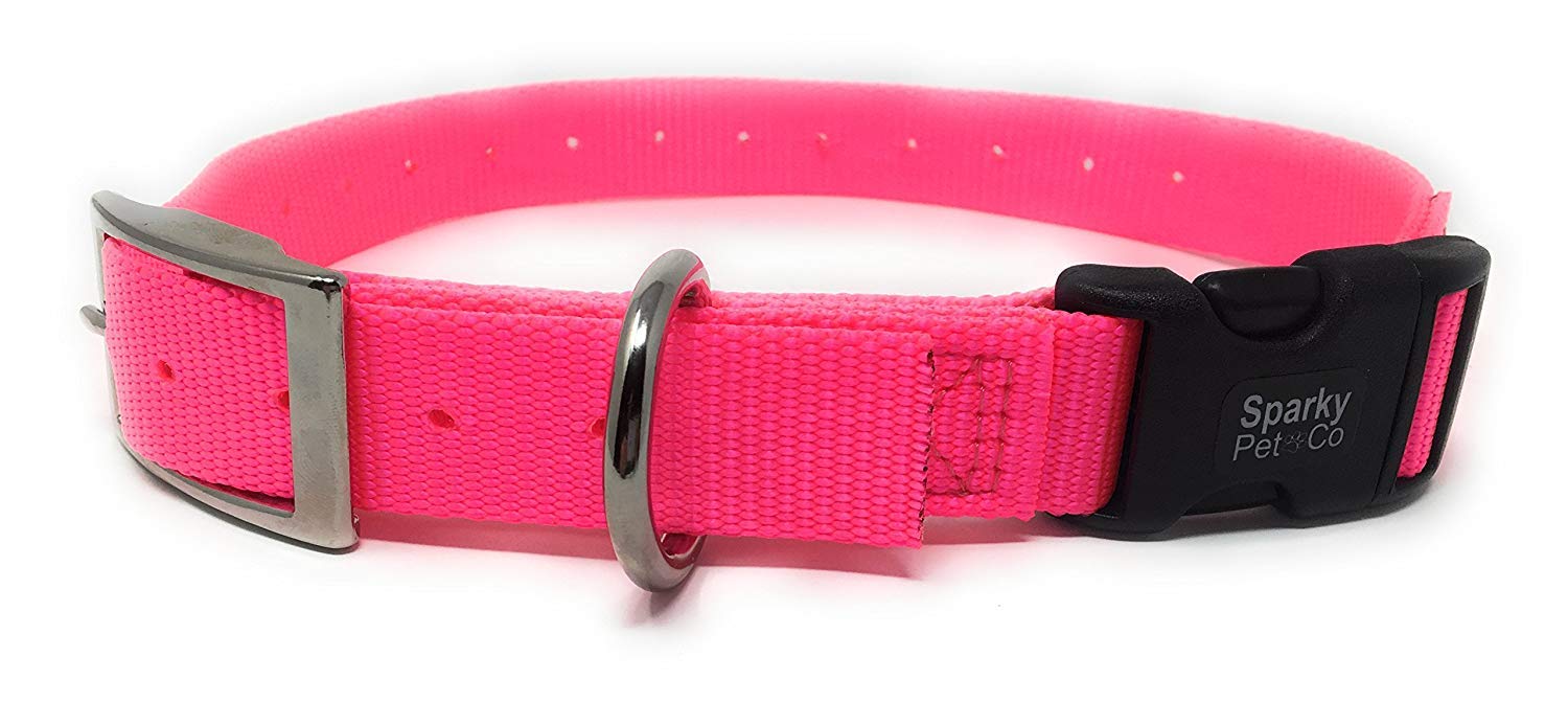 Sparky Pet Co- 1' Quick Snap Double Buckle Replacement Dog Strap (Neon Pink)