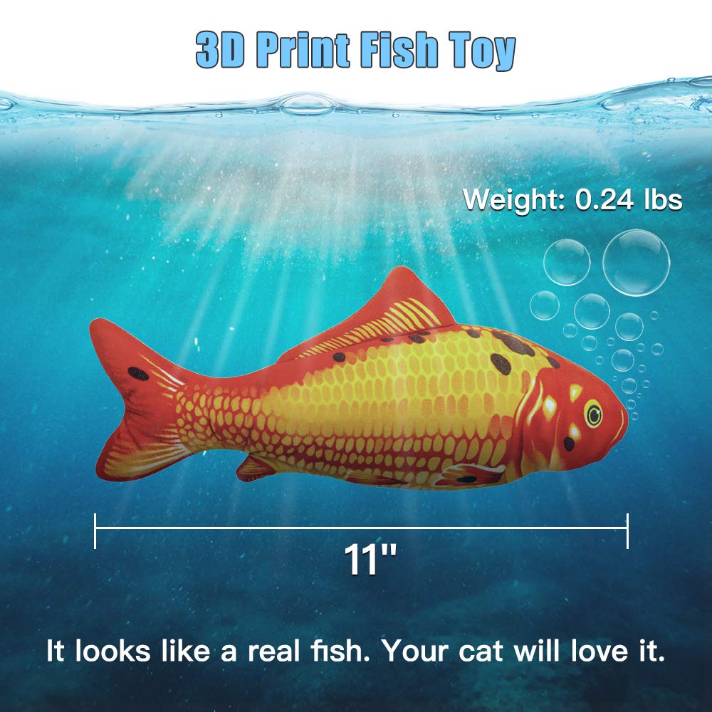 Tooge 2 Pack 11' Floppy Fish Cat Toys With Silvervine And Catnip For Indoor Cats Interactive Flopping Fish Cat Kicker Catnip To