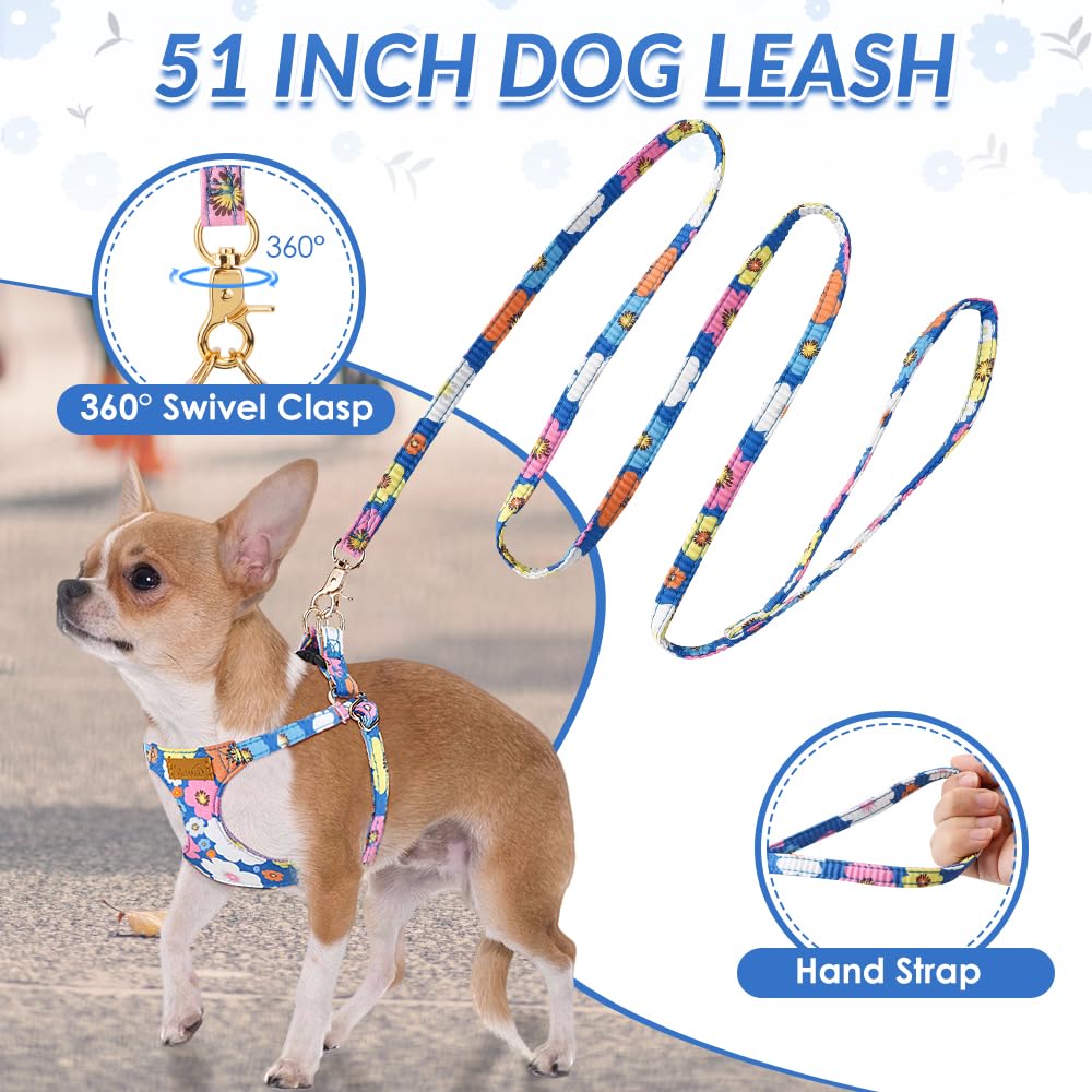 Lukovee Puppy Harness And Leash Set, No Pull Lightweight Soft Suede Adjustable Pet Harness Vest With Snap Buckle For Puppy Small