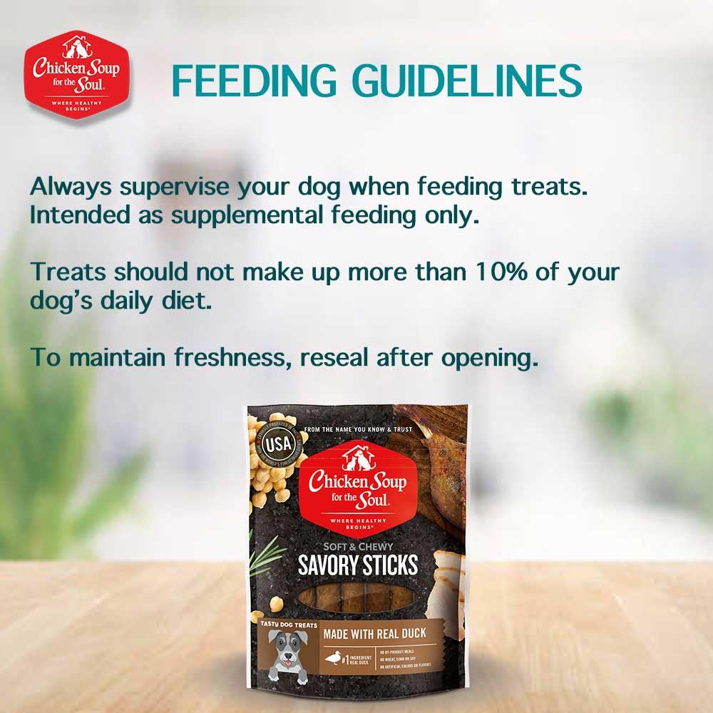 Chicken Soup for the Soul All Natural Premium Savory Sticks Soft & Chewy Dog Treats, Real Duck First Ingredient, No By-Products,