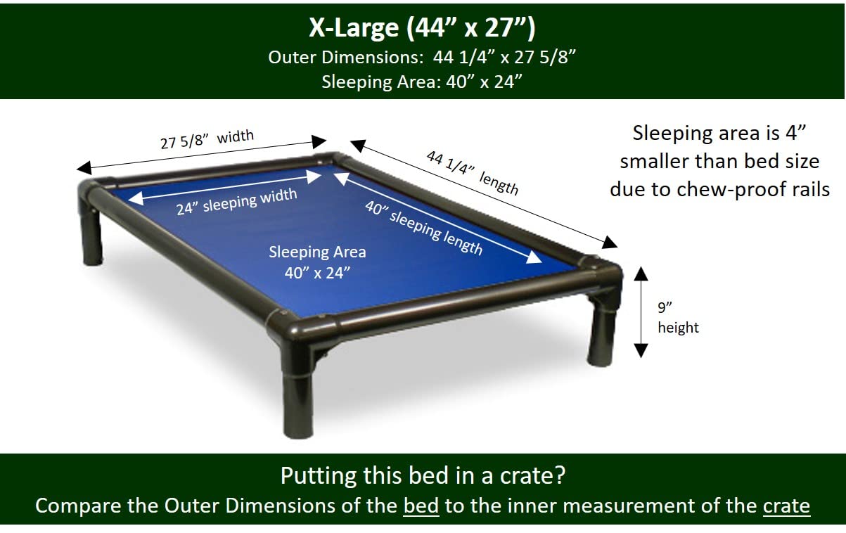 Kuranda Chewproof Crate Bed - Silver Aluminum - 40'' x 25'' - Vinyl - Royal