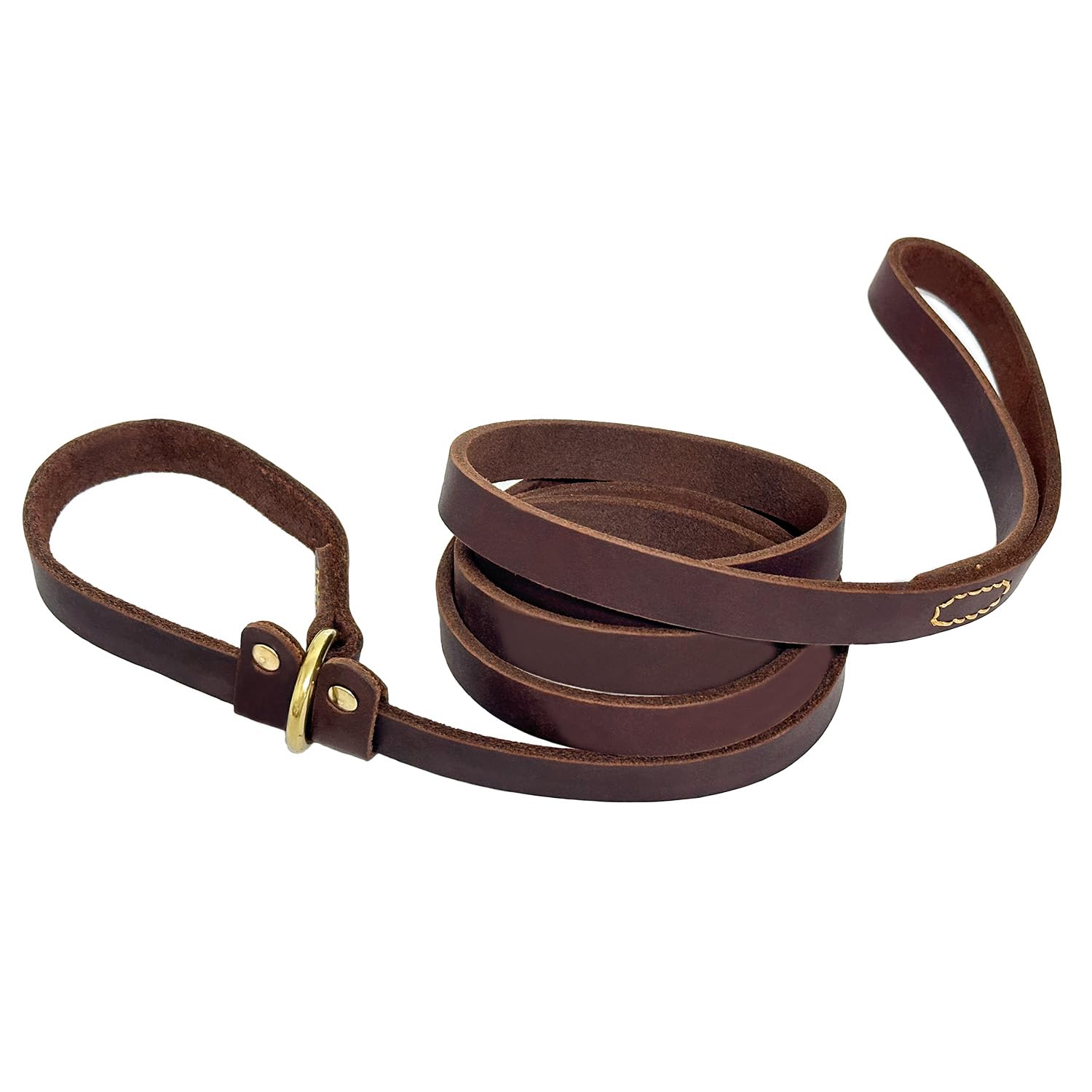 Guiding Star Slip Lead For Medium Large Dogs, Brown (6 Ft*3/4In) - A Heavy Duty Leather Slip Leash Ideal For Dog Training