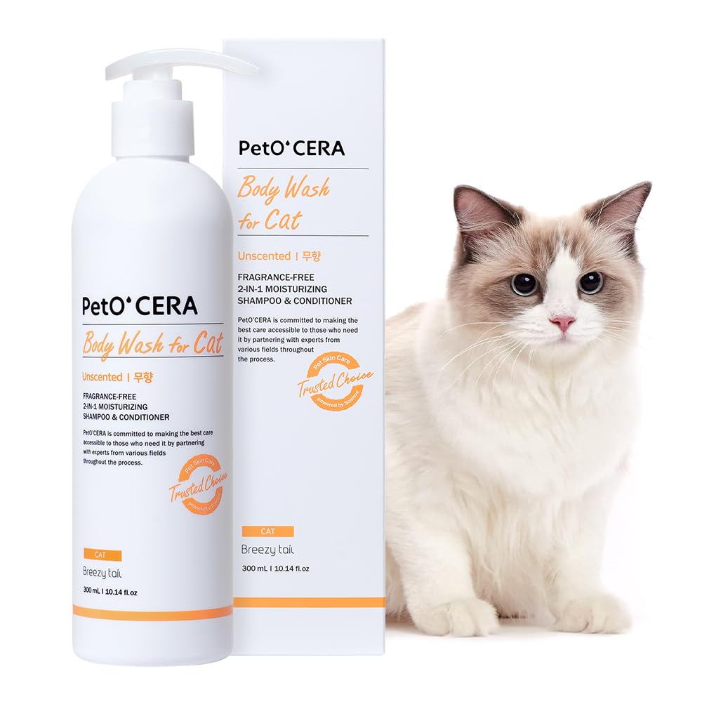 Breezytail Peto?era Cat Shampoo | All-In-One Cat Shampoo | Hypoallergenic Itch Relief &Moisturizing | Veterinarian Approved And Formulated Shampoo For Cats (1 Bottle (10.1Oz))