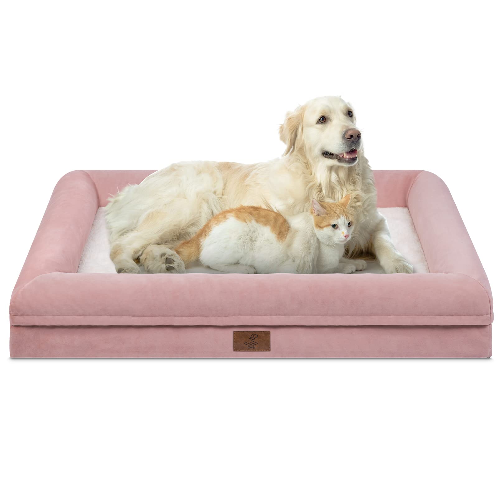 Yiruka Dog Beds For Extra Large Dogs, Orthopedic Dog Bed, Washable Dog Bed With [Removable Bolster], Waterproof Dog Bed With Non