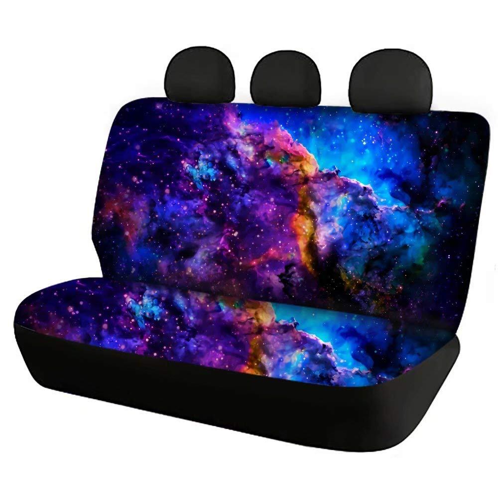 Afpanqz Nebula Galaxy Car Rear Seat Cover Non-Slip Stretch Universal Fit, Baby Dog Pets Work Back Seat Cover For Car Truck Van S