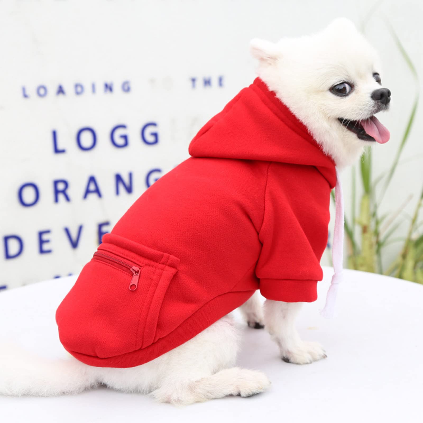 Petcare Pet Dog Hoodie Sweater Red Warm Soft Fleece Sweatshirts With Pocket Fall Winter Puppy Cat Sweaters Clothes For Small Dog