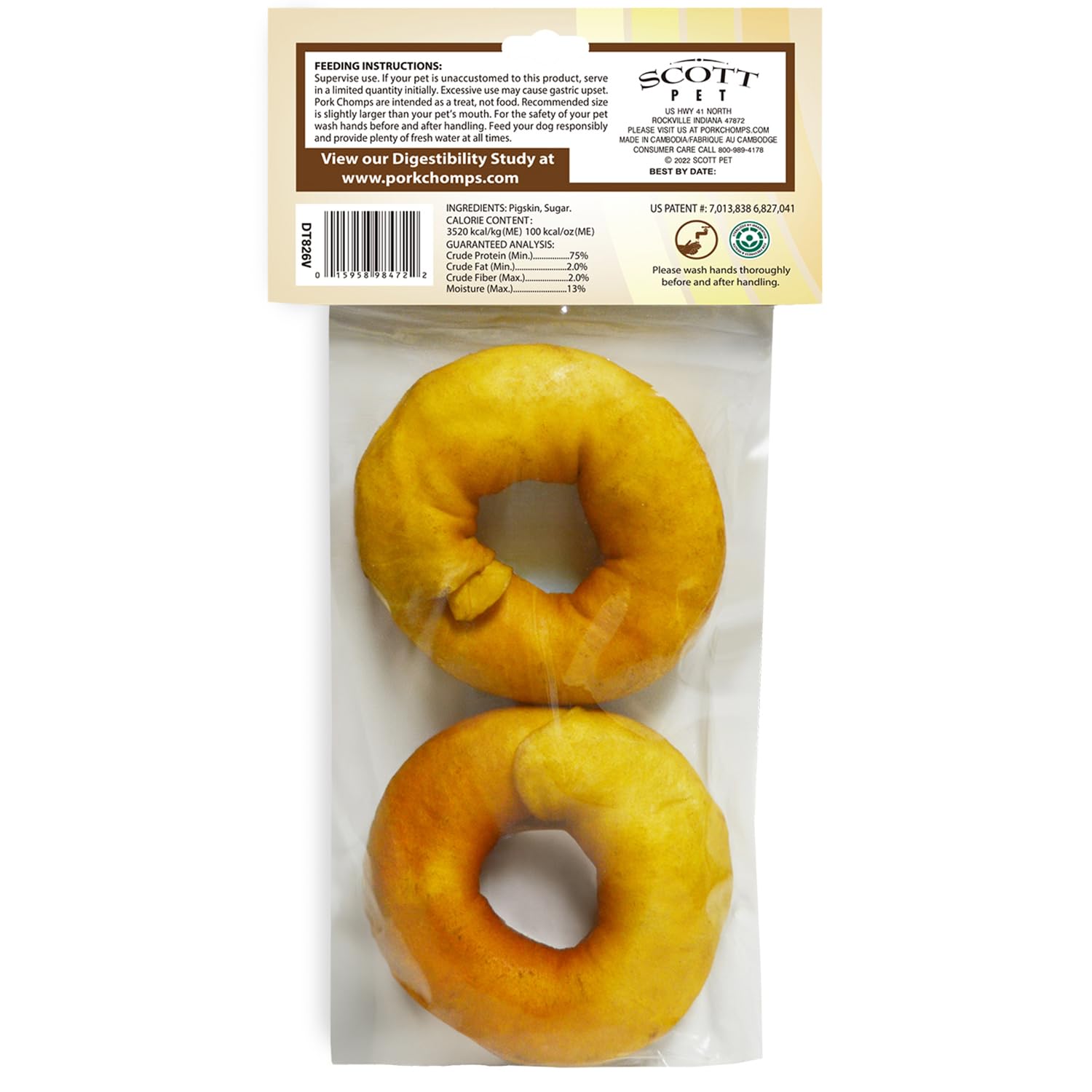 Pork Chomps Roasted Donuts 3 Dog Treat