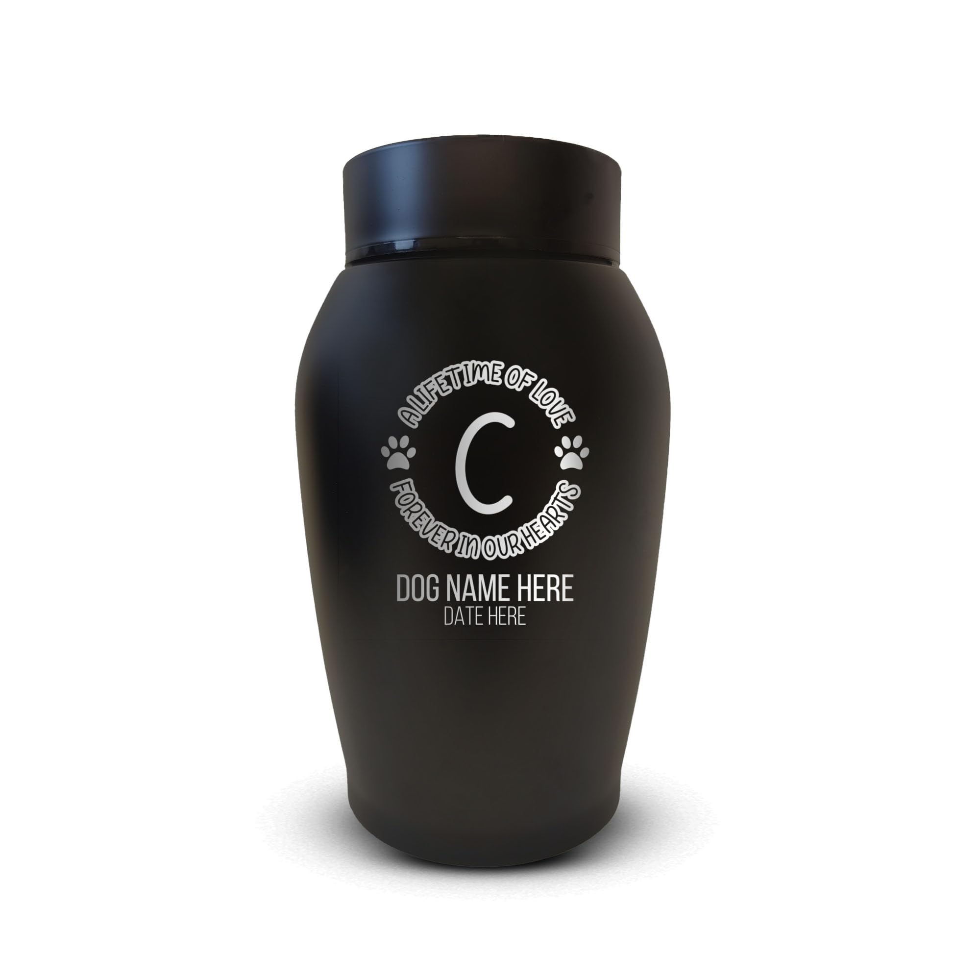 Merchsalad Custom Small Keepsake Urn Engraved With Pet Name, Date, And Dog Design - 5.2'' Black Powder Coated Steel Cremation Ur