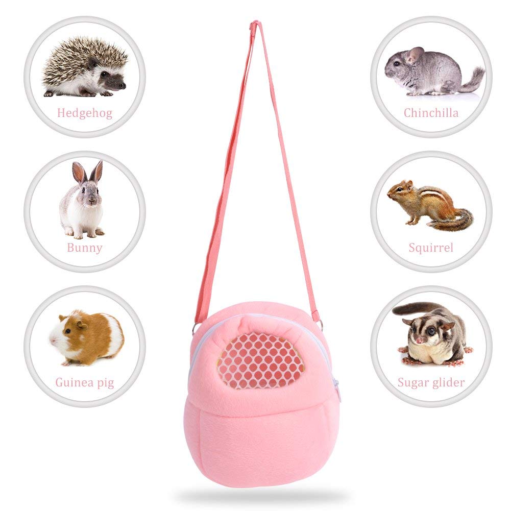 1 Pcs Portable White Mesh African Hedgehog Hamster Breathable Pet Dog Carrier Bags Handbags Puppy Cat Travel Backpack (M, White Mesh - Pink, 18 X 22Cm/7 X9 Inch)