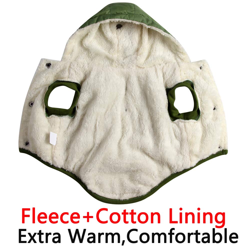 Vecomfy Fleece Lining Extra Warm Dog Hoodie In Winter,Small Dog Jacket Puppy Coats With Hooded Green Xs
