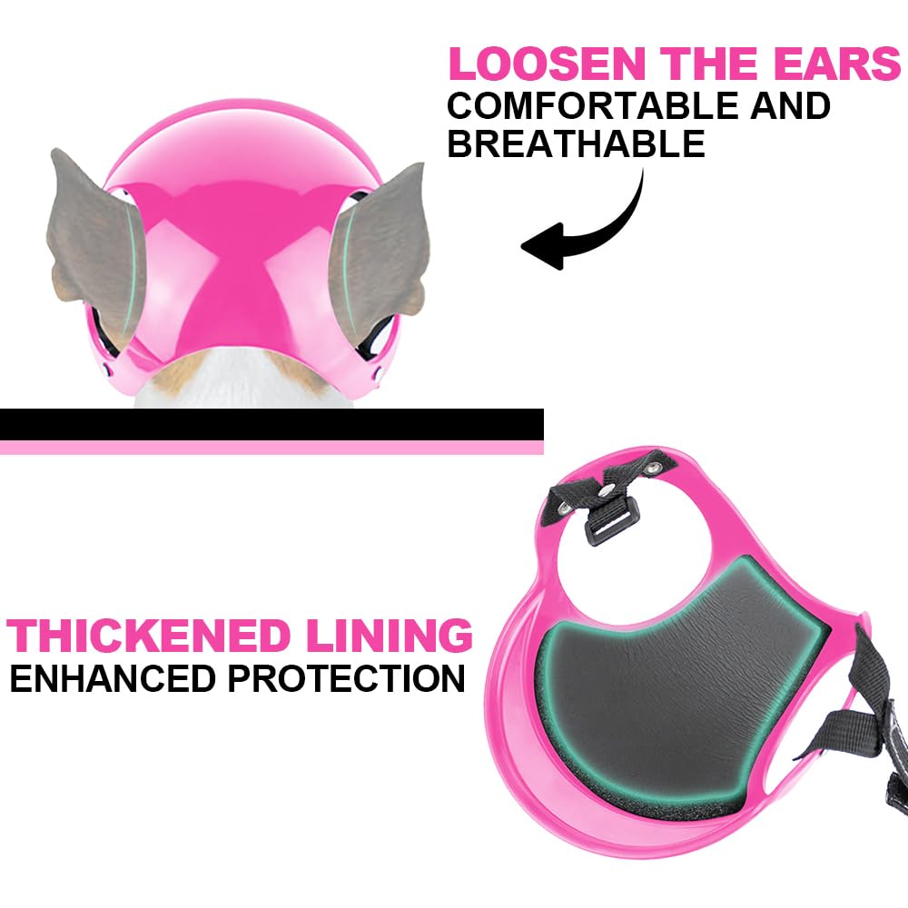 Dog Helmet,Puppy Hard Hat With Ear Holes & Adjustable Strap For Small Medium Puppy Dog Cat Outdoor Driving Riding