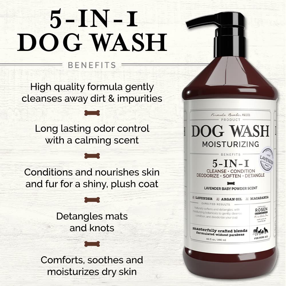 Rosen Apothecary 5-In-1 Dog Wash Moisturizing Lavender Shampoo, By Kira Labs 960Ml/32Fl