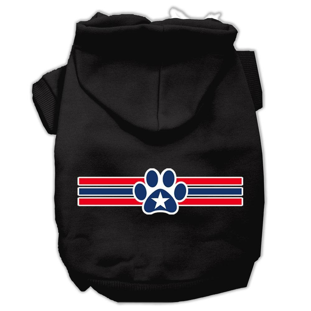 Pet Dog & Cat Hoodie Screen Printed, 'Patriotic Star Paw' Black 2Xl (20-25 Lbs.)