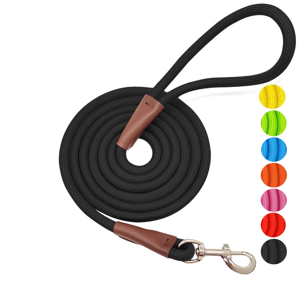 Maypaw 4/6/8/10 Ft Dog Leash, Classic Solid Colors, Strong Nylon Rope Dog Leash Reinforced With Leather Tailor Connection Heavy 