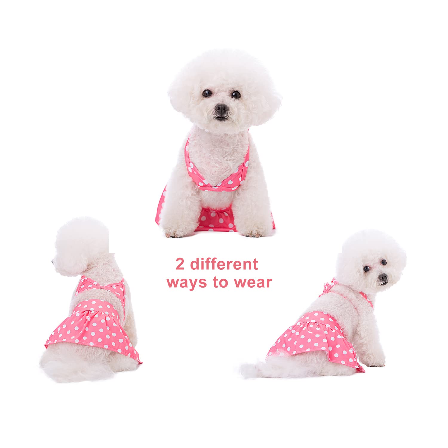 Dog Bikini Swimsuit Summer Puppy Bathing Dress Beach Clothes Cat Costume For Puppy Dog Cat (Xs, Pink Polka Dots)