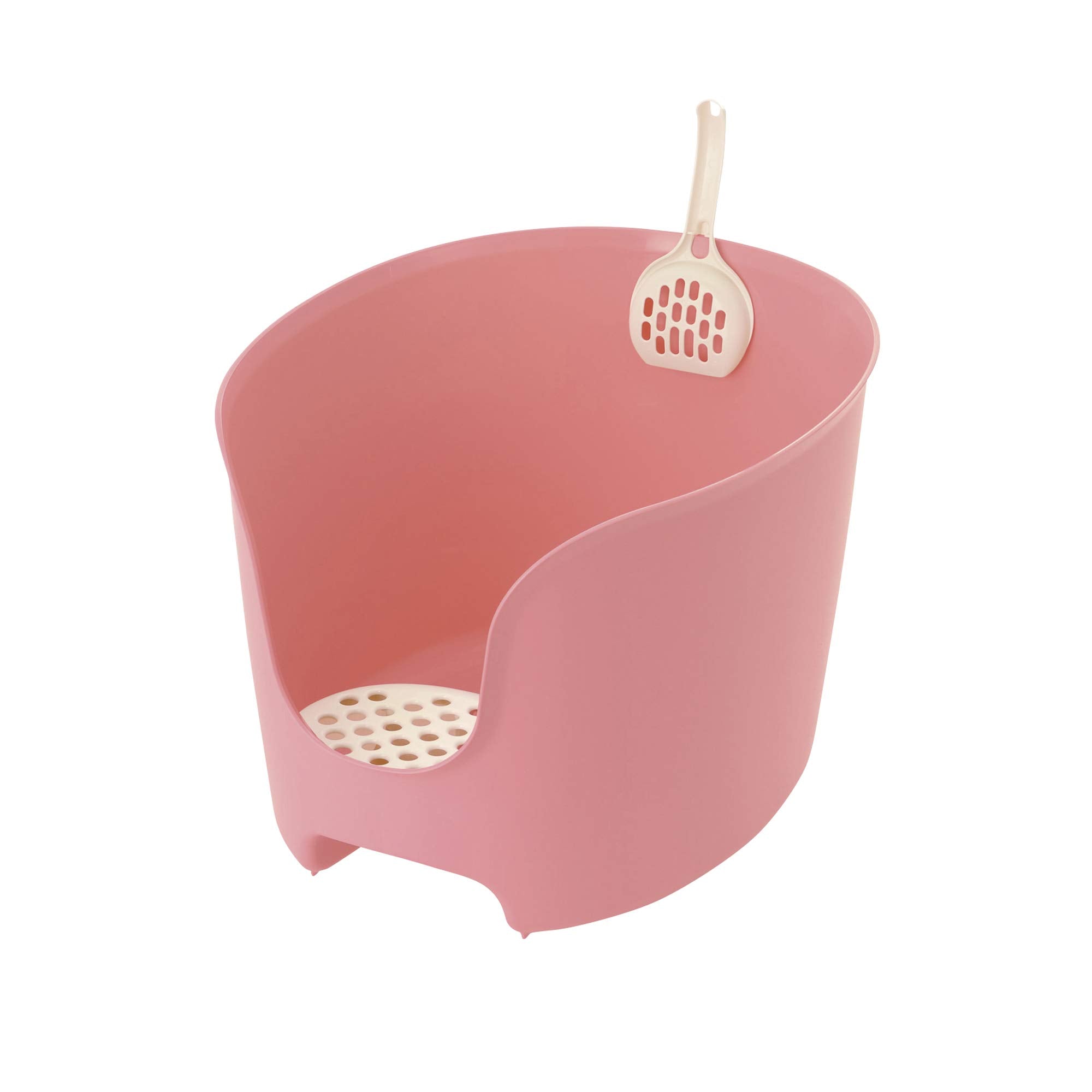 Richell USA - PAW TRAX High Wall Cat Litter Box in Pink - High Sides Waste Box, Anti-Tracking Grate, Included Scooper, 19.7x16.1