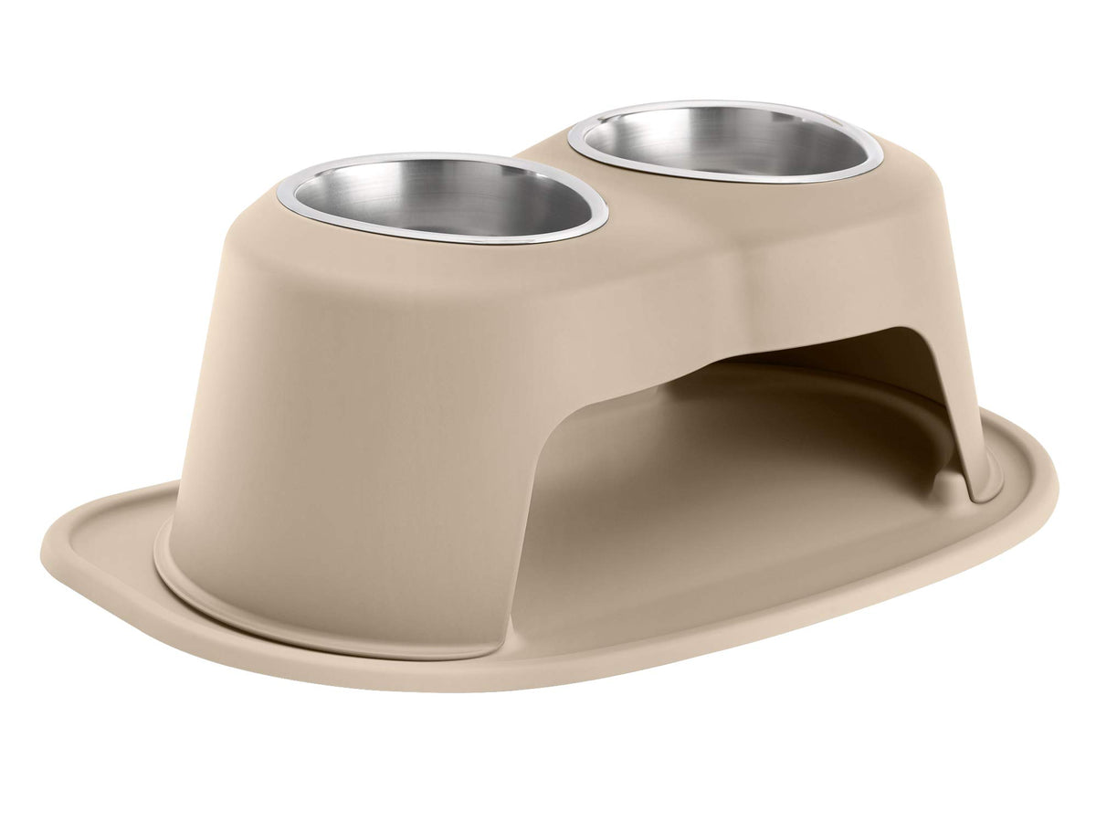 Weathertech Double High Pet Feeding System - Elevated Dog/Cat Bowls - 8 Inch High Tan (Dhc3208Tntn)