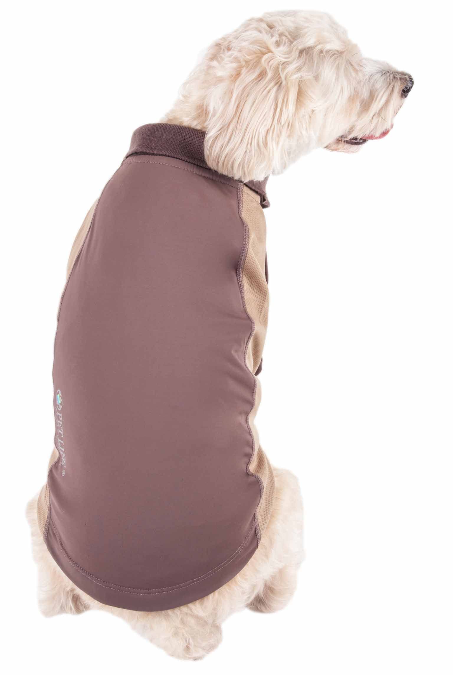 Pet Life ® Active 'Barko Pawlo' Stretchy Fitness and Yoga Dog T-Shirt - Dog Polo Featuring 4-Way Relax-Stretch and Quick Dry Technology - Performance and Reflective Pet T-Shirt Dog Clothes