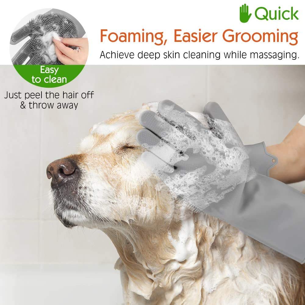 Sene Pet Grooming Gloves, Silicone Gloves Dog Bathing Supplies Hair Removal Gloves, High Density Teeth Bathing Shampoo Shedding Bath Brush Scrubber Washing For Dod And Cat