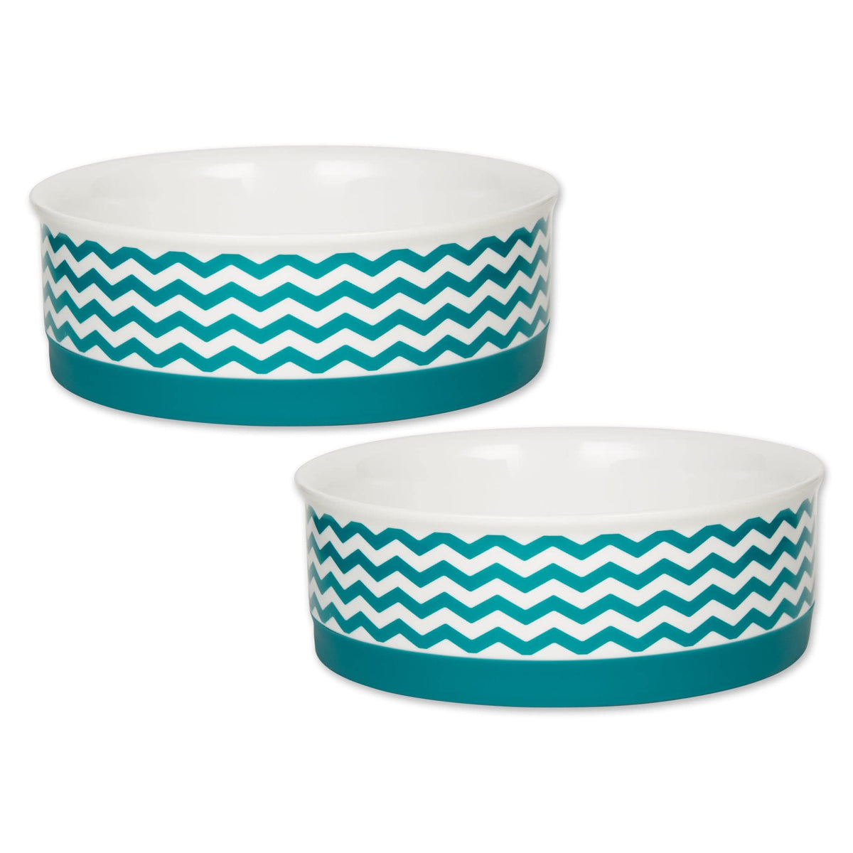 Bone Dry Ceramic Pet Collection Chevron, Medium Set, 6X2, Teal, 2 Piece