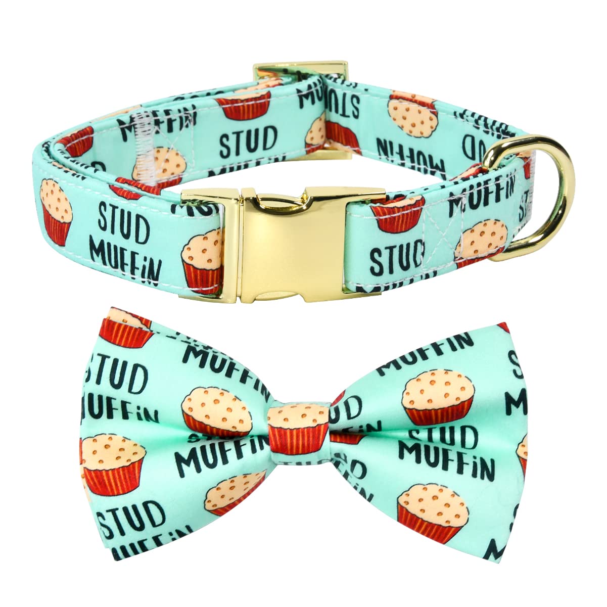 Stud Muffin Dog Bow Tie Dog Collar Accessory, Detachable Bowtie, Adjustable Collar For Small Medium Large Dogs