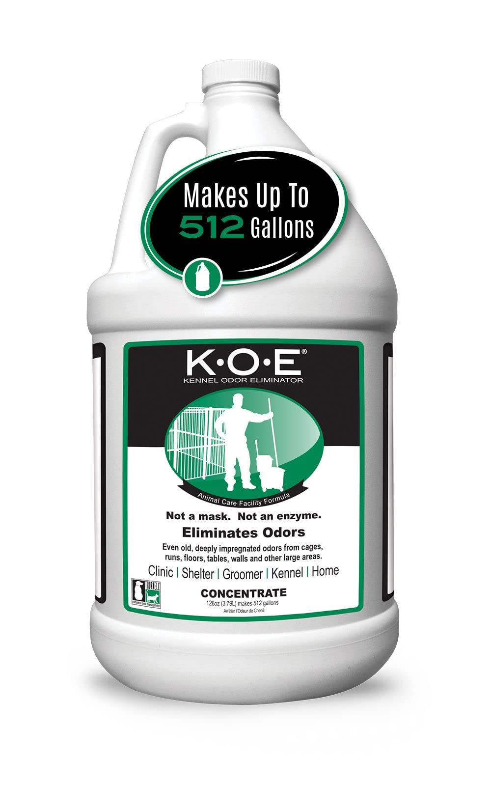 Thornell Koe Kennel Odor Eliminator Concentrate, Odor Eliminator For Strong Odors, Great For Cages, Runs, Floors & More, Pet Odor Eliminator For Home & Kennel W/Safe, Non-Enzymatic Formula, 128 Oz