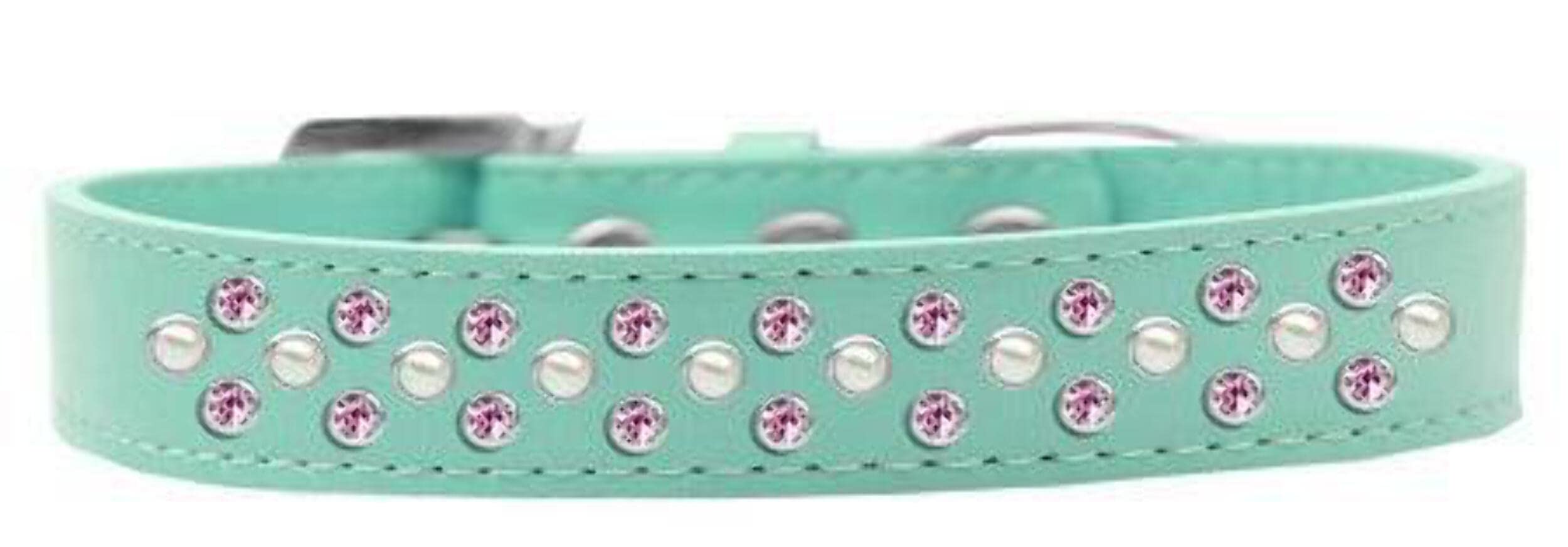 Mirage Pet Products Sprinkles Dog Collar with Pearl and Light Pink Crystals, Size 20, Bright Pink