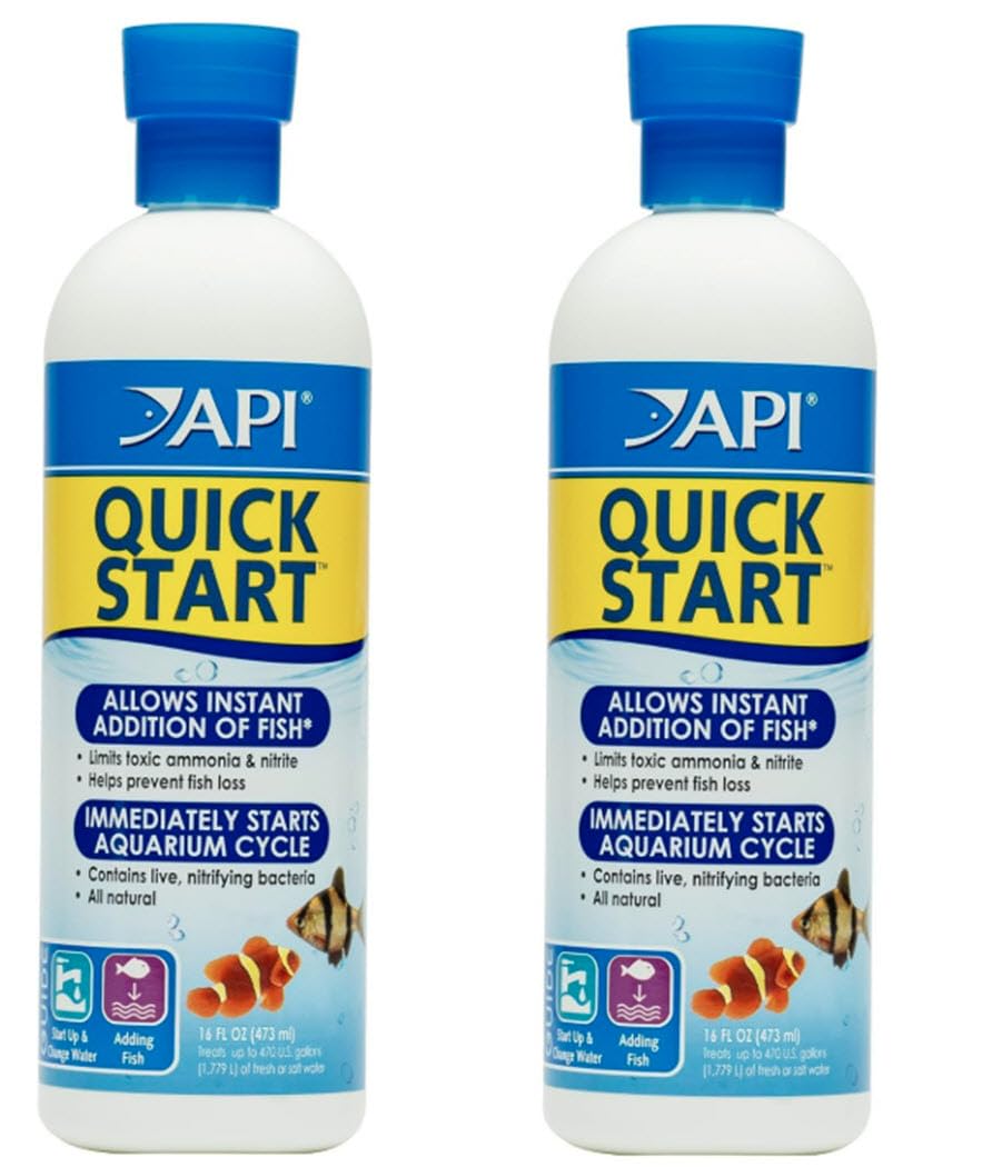 (2) API Quick Start 16oz Bottles for Freshwater and Saltwater Aquariums.