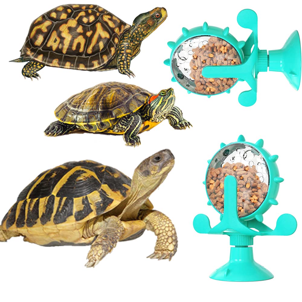 Tortoise Treat Ball Toy - 360 Rotating Tortoise Pet Toys with Suction Cup, Fruit Vegetable Feeder Holder, Turtle Enrichment Toys