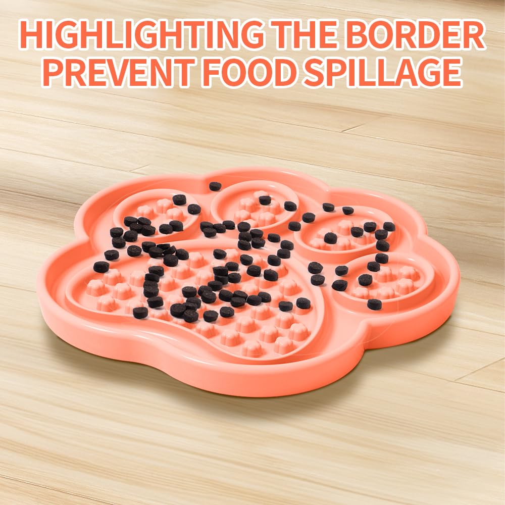 Ceramic Slow Feeder for Dogs & Cats, Lick Mat and Puzzle Feeder Cat Dish Slow for Anxiety Relief, Interactive Treats, and Wet Fo