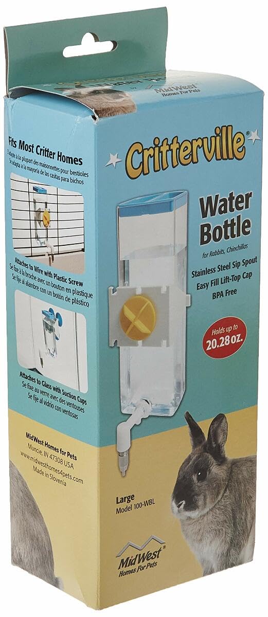 Midwest Homes For Pets Large Animal Water Bottle | Ideal For Hamsters, Mice, Guinea Pigs & Rabbits, Large