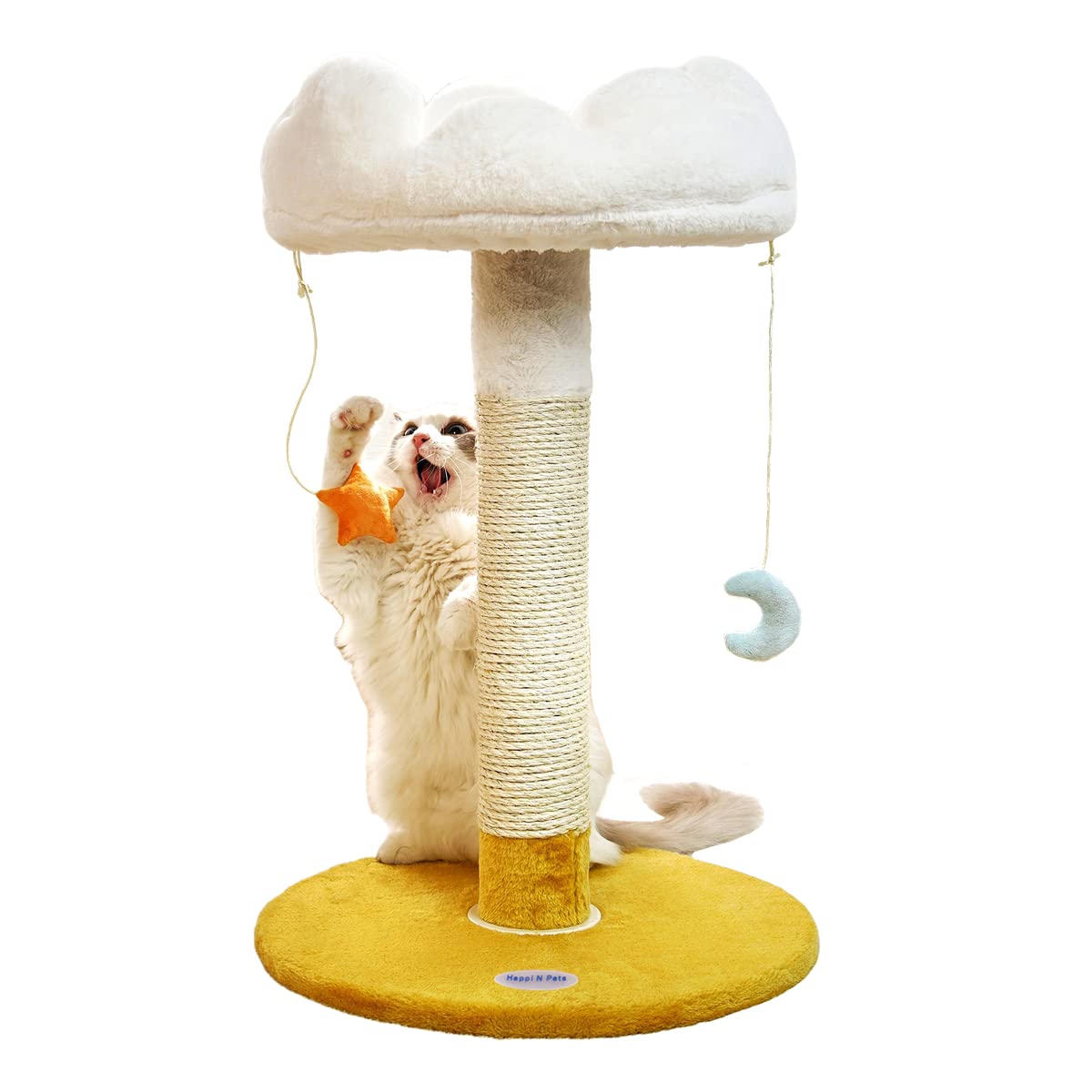 Happi N Pets Large Size Cloud Cat Scratching Post With Bed, Cat Tree For Indoor Cats, Nature Sisal Cat Scratcher With Cat Soft Perch For Kitten & Adult Cats, Cat Tower With Balls, Stable Cat Stand