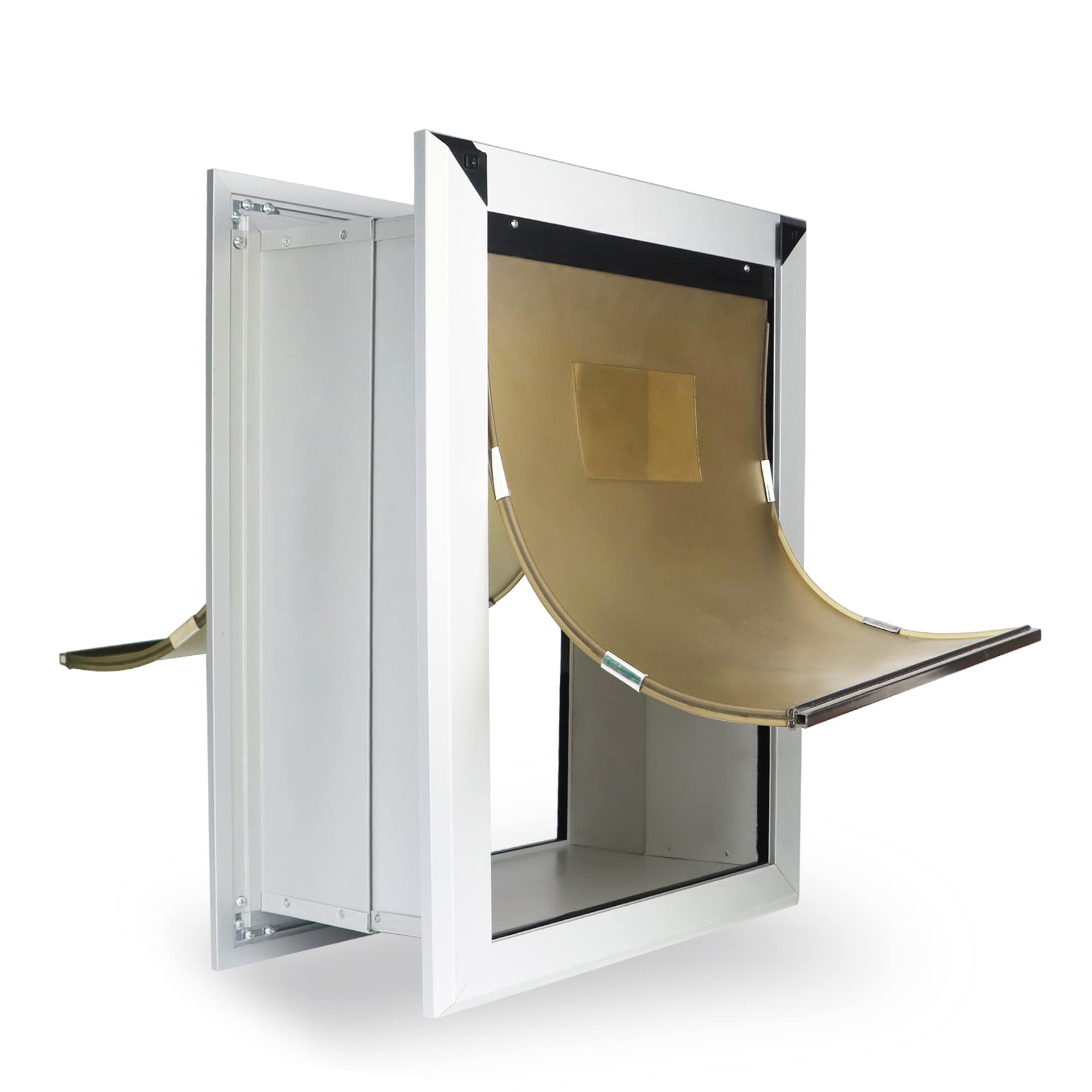 Haniml Extra Large Dog Door For Walls Heavy Duty Aluminum Doggy Door With Telescoping Tunnel Energy Efficient Double Flaps Pet D