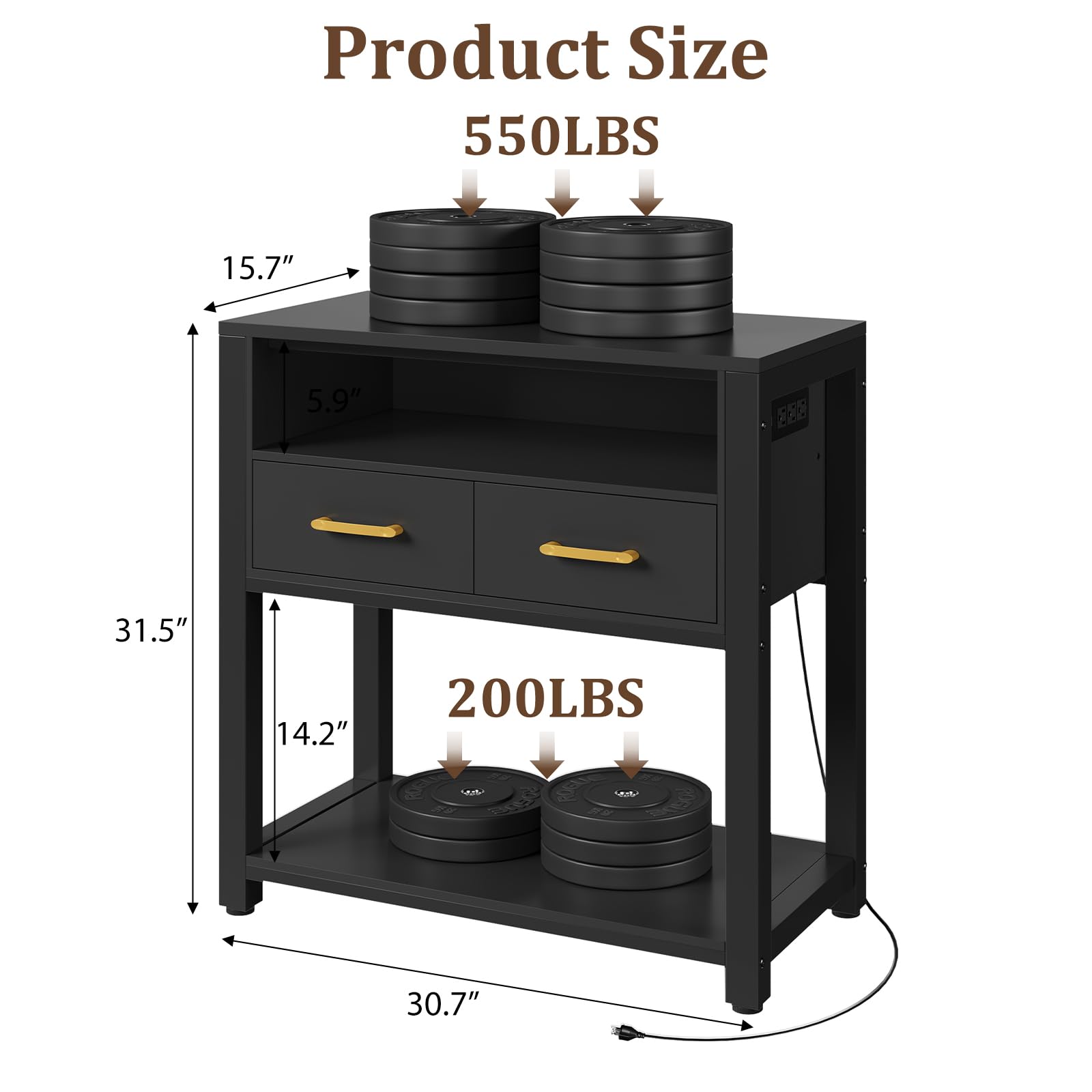 EOSVALO 20-29 Gallon Aquarium Stand with Stable Metal Frame & Power Outlet, Heavy-Duty Fish Tank Stand with Waterproof Mat, 550L