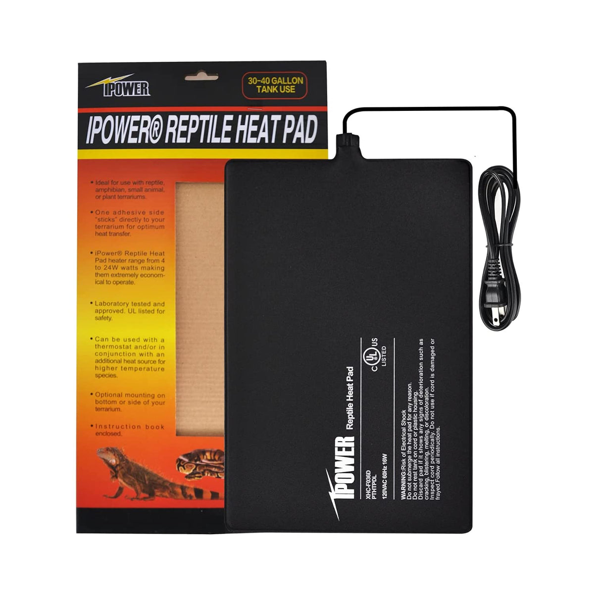 Ipower 8 By 12-Inch 16W Reptile Heat Mat, Under Tank Warmer Terrarium Heat Pad For Turtles Lizards Frogs And Other Small Animals, Multi Sizes