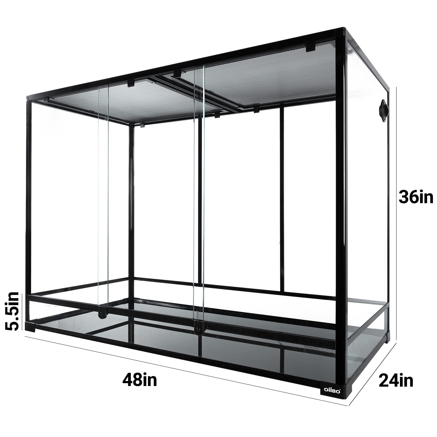 Oiibo 180 Gallon Large Glass Reptile Terrarium, 48'' X 24'' X 36'' Tall & Wide Reptile Tank With Front Opening And Double Slidin