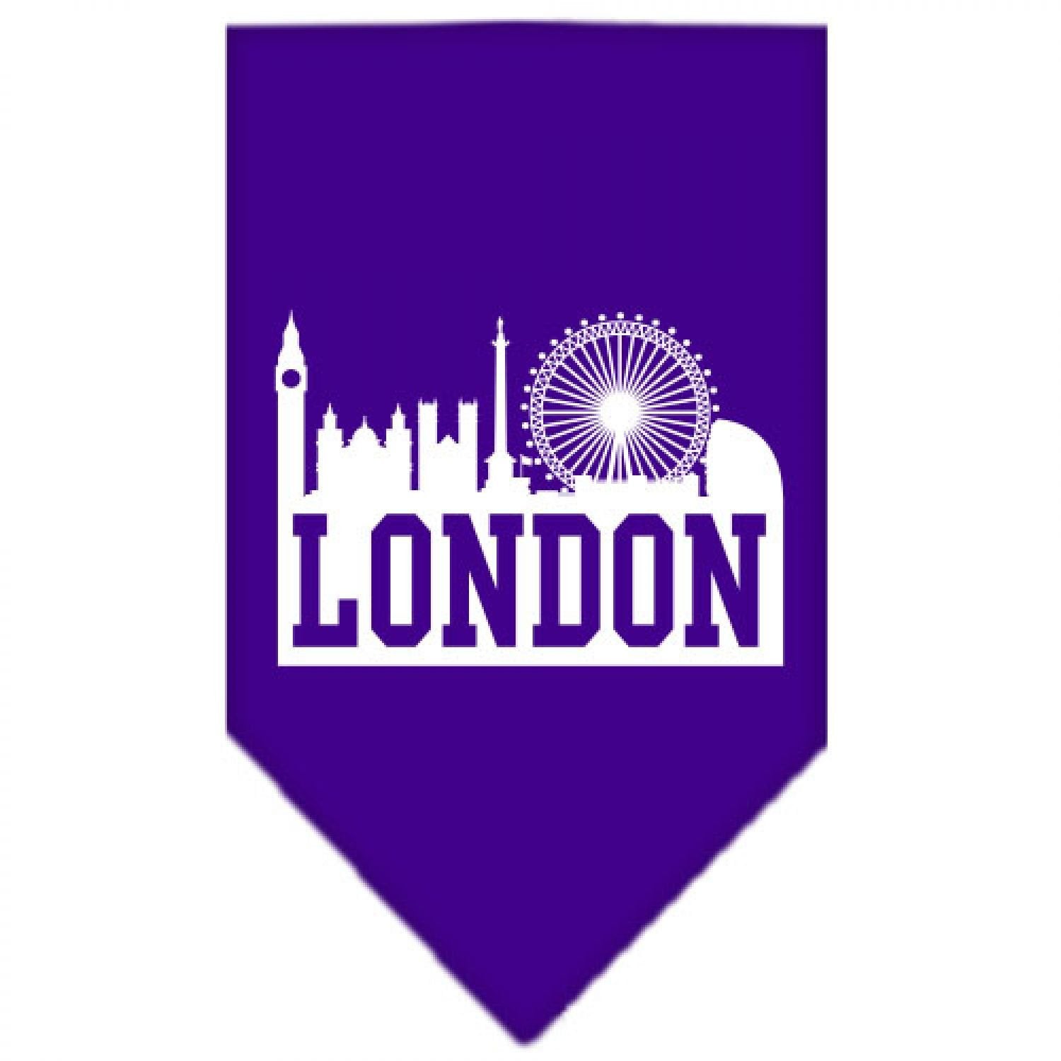 Mirage Pet Products London Skyline Screen Print Bandana, Large, Purple